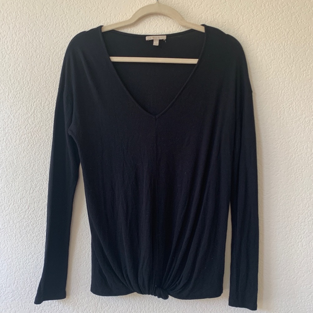 Anthropology Bordeaux Twist black top